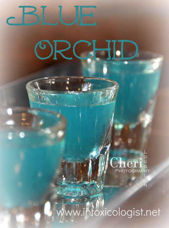 Blue Orchid: Cherry Vodka, Raspberry Liqueur, Blue Curacao