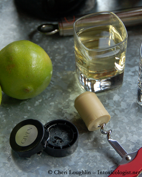 GIVEN Lime Infused Tequila Liqueur Cork Broken from Lid - photo property of Cheri Loughlin - The Intoxicologist