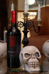 Apothic Red Wine with Candles Skull and Spiders - photo property of Cheri Loughlin - The Intoxicologist