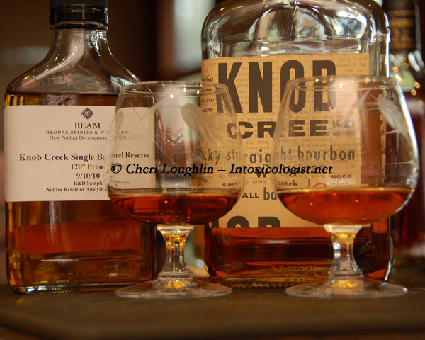 Knob Creek Single Barrel Reserve and Knob Creek Small Batch Compariso copyright Cheri Loughlin