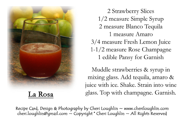 La Rosa – recipe by Julie Reiner {Recipe Card by Mixolgogist Cheri Loughlin}