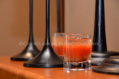 The Blood Shot can be layered or mixed according to preference. Great for Halloween or perfect as a miniature Bloody Mary taster for Sunday Brunch. - photo and recipe by Mixologist Cheri Loughlin, The Intoxicologist