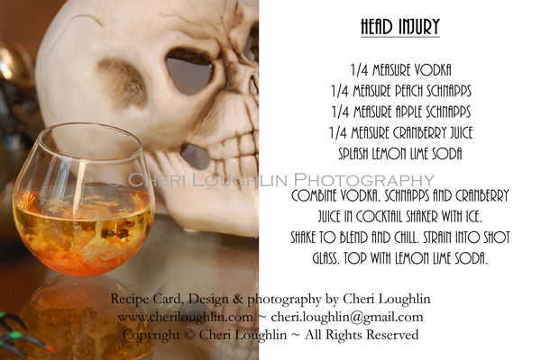 Head Injury Halloween Shot Recipe Card - photo copyright Cheri Loughlin