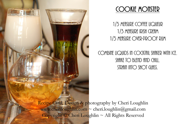 Cookie Monster Halloween Cocktail Recipe Card - photo copyright Cheri Loughlin