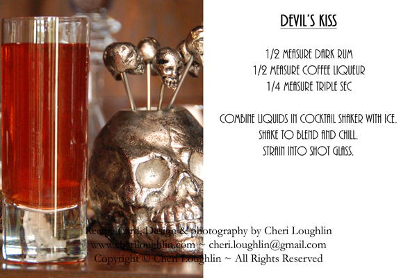 Devils Kiss Halloween Cocktail Recipe Card - photo copyright Cheri Loughlin