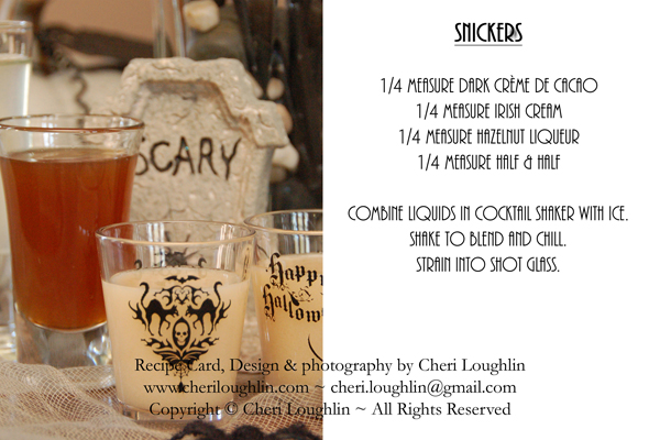 Snickers Halloween Cocktail Recipe Card - photo copyright Cheri Loughlin