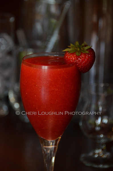 Frozen Strawberry Daiquiri weighs in at 121 calories. Traditional Strawberry Daiquiri is 230 to 250 calories. - recipe and photo by Mixologist Cheri Loughlin, The Intoxicologist