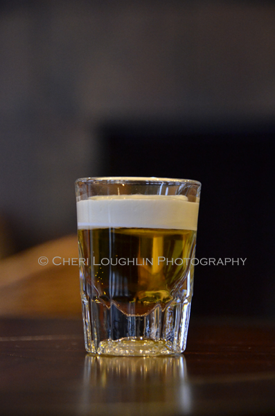 Licor 43 Mini Beer layered shot with heavy cream. Doesn't taste like beer at all. More like a creamsicle! - photo by Cheri Loughlin, The Intoxicologist