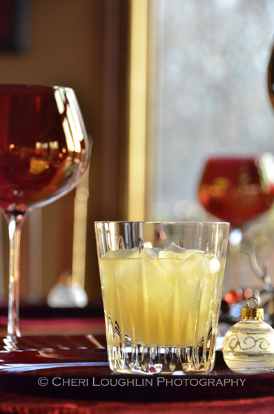 The Gin Punch recipe is excellent for holiday parties. It can be made a day in advance and served over decorative ice in rocks glasses for elegant presentation. - photo by Cheri Loughlin, The Intoxicologist