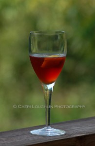 Gary Regan created a fun little winner of a cocktail, naming it The Reluctant Tabby. This scotch cocktail uses a minimal amount of scotch with Dubbonet Rouge and Limoncello. - photo by Mixologist Cheri Loughlin, The Intoxicologist