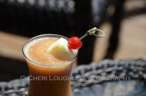 This Frozen Rum Runner uses Shellback Spiced Rum with recipe adapted specifically for blender use so the fruited flavors remain dominant rather than watered down. - photo and recipe by Mixologist Cheri Loughlin, The Intoxicologist