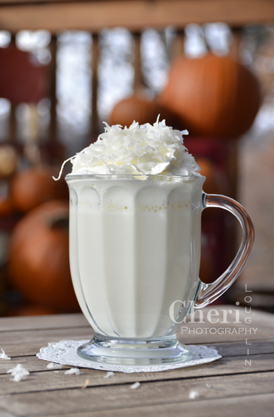 Coconut Cream Pie Hot Drink - Sprinkle lots of sweetened shredded coconut on top of the whipped cream. {recipe and photo credit: Mixologist Cheri Loughlin, The Intoxicologist www.intoxicologist.net}