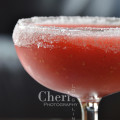 Easy Frozen Strawberry Margarita with sugared rim {recipe and photo credit: Mixologist Cheri Loughlin}