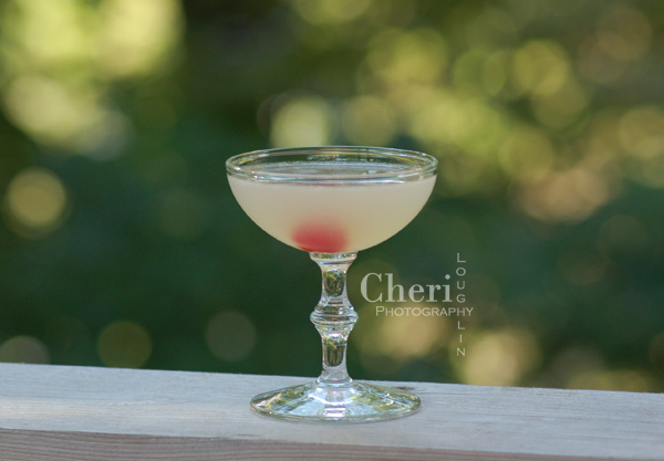 George's Special gin cocktail with three easy ingredients plus maraschino cherry garnish. {photographer / Mixologist Cheri Loughlin}