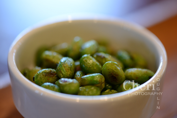 Spicy Roasted Edamame - Great bar snack to pair with beer or sake cocktails. {recipe and photo credit Cheri Loughlin}