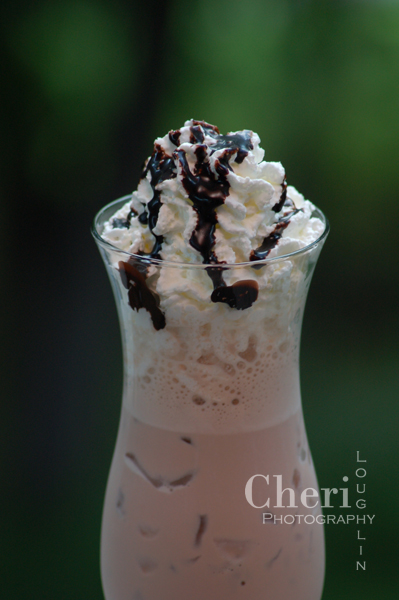 Almond Roca Milkshake - Ice Cream, Half & Half, Chocolate Milk, Torani Almond Roca Syrup, Whipped Cream, Chocolate Syrup