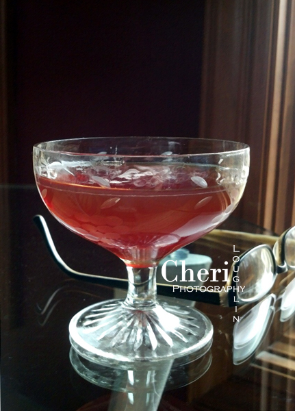 Dark Cherry Manhattan Cocktail - Rittenhouse Rye, Lillet Blanc, Heering Cherry Liqueur, Angostura Bitters, Orange Twist Garnish