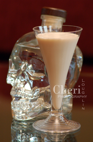 Skeletal Remains  recipe by Cheri Loughlin, The Intoxicologist 3/4 ounce Crystal Head Vodka 1/2 ounce Castries Peanut Rum Crème  1/2 ounce Godiva White Chocolate Liqueur 1 ounce Heavy Whipping Cream Combine ingredients in a cocktail shaker with ice. Shake vigorously to blend and chill.  Strain into a decorative cocktail glass.