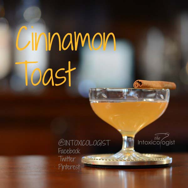 Cinnamon Toast Martini Rum and Applejack cocktail with delicious warming, buttery cinnamon toast flavor. A perfect fall to winter cocktail, Thanksgiving and Christmas holiday martini