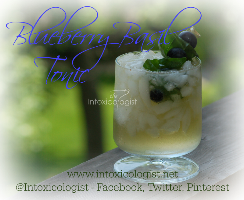 Blueberry Basil Tonic low calorie cocktail uses tequila, fresh basil and blueberries for fresh aroma and lightly sweetened full flavor. 124 to 157 calories.