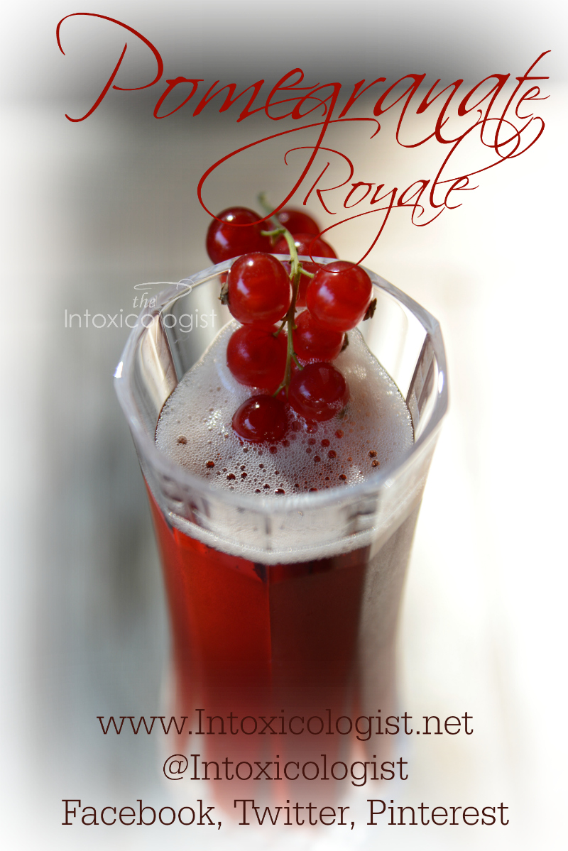 This is a lovely, vibrant variation on the classic Kir Royale with red currants. This version adds a bit of lush, fruit flavor with the pomegranate juice.