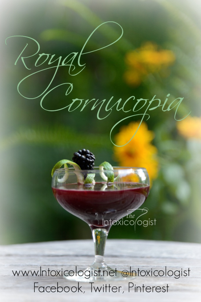 Fresh blackberries and cabernet sauvignon wine give the Royal Cornucopia cocktail its regal color. Coconut juice and brown sugar add light warming sweetness