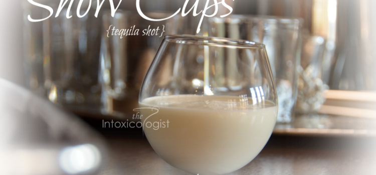 The Snow Caps shot is minty fresh with warming from the tequila. When served in a round shot glass this reminds me of a snowball. Bundle up and warm your insides!