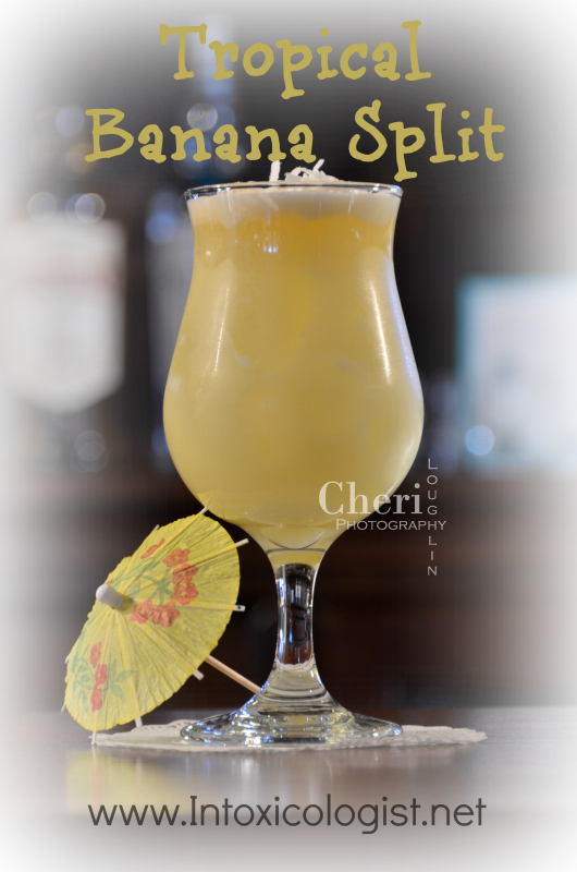 Tropical Banana Split: Rum, Banana, Chocolate, Pineapple, Coconut, Orange Juice - www.intoxicologist.net