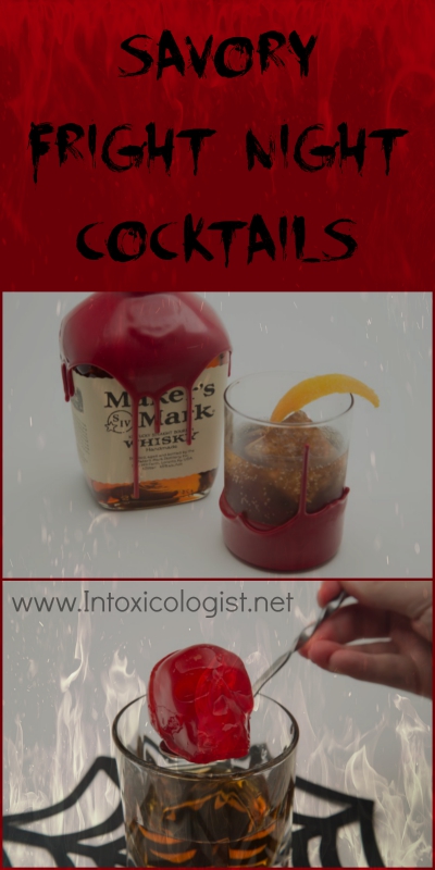 Creative flavored ice changes your Halloween drink in the blink of an eye. This isn’t your ordinary herb or fruit infused ice. Transform classically styled cocktails into savory fright night must have drinks. Your guests will thank you.