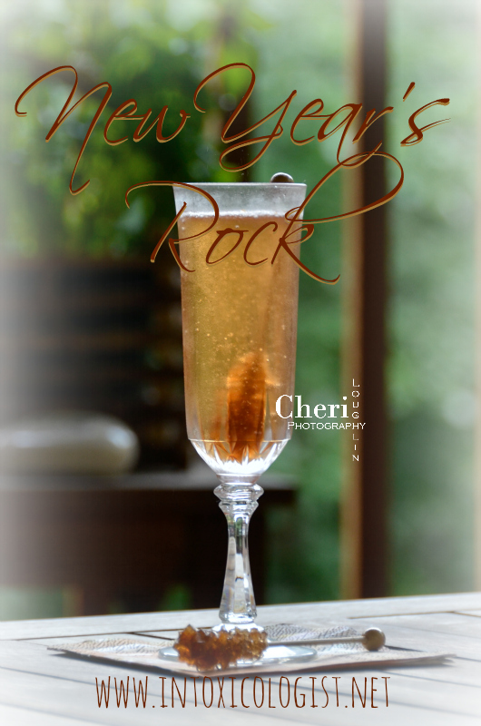 The whimsical rock candy skewer makes this New Year's Rock champagne cocktail a fun variation to the classic. Rock the night away!
