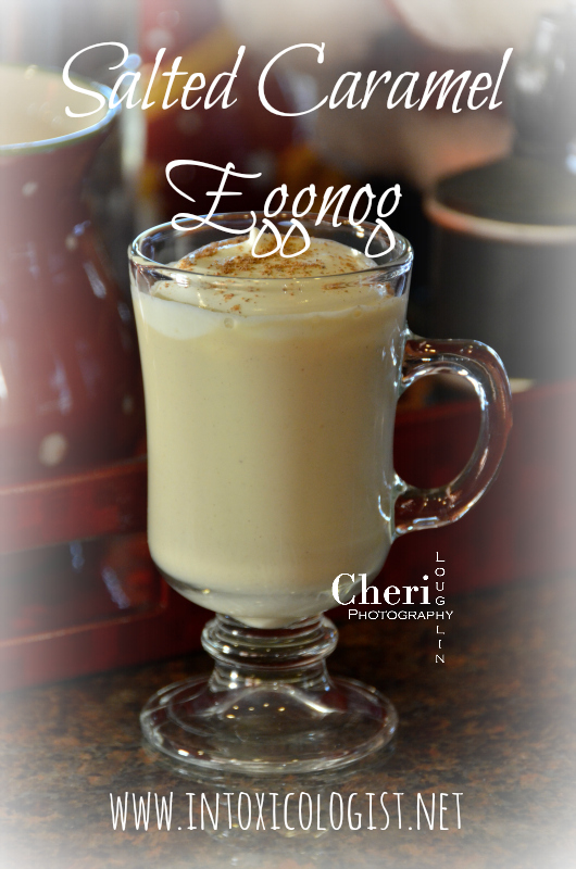 Maker's 46 #GetCozyCocktail Eggnog Challenge. This Salted Caramel Eggnog is rich and creamy with gentle spice flavor. It is full of rich pumpkin spice, but not actual pumpkin. 