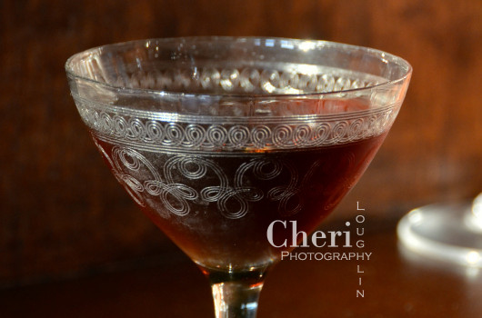 Barrel-Aged Cocktail variation of the Vieux Carree with Apricot Brandy and Drambuie.
