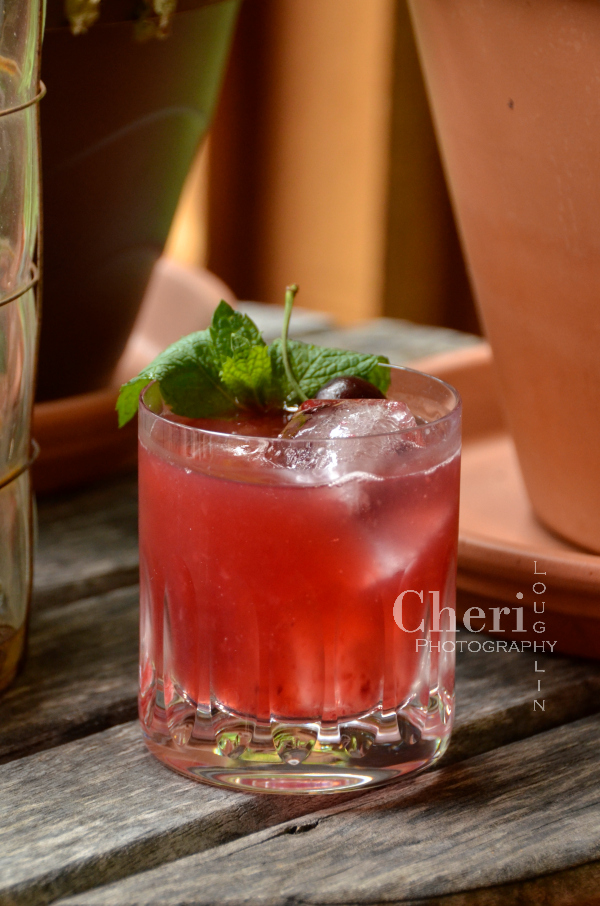 Fresh Cherry Smash bourbon cocktail perfect for summer sipping