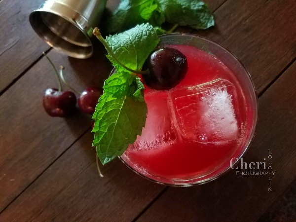 Fresh Cherry Smash bourbon cocktail