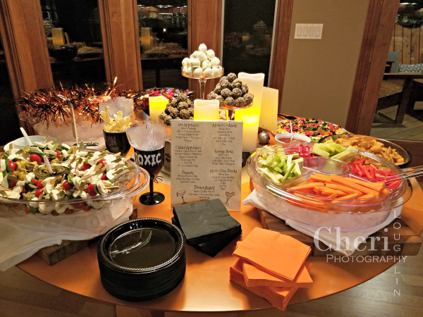 Guests mingled easily while noshing on bite-sized portions of hot and cold foods with yummy bourbon brownie balls and white chocolate covered Oreo cookie bites for dessert.